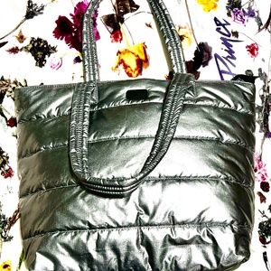 UGG large silver puffer tote, handbag, purse